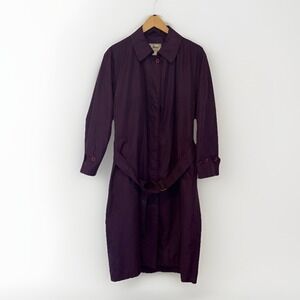 Vintage L.L. Bean Women's Trench Coat Purple Belted Made in USA Size Medium